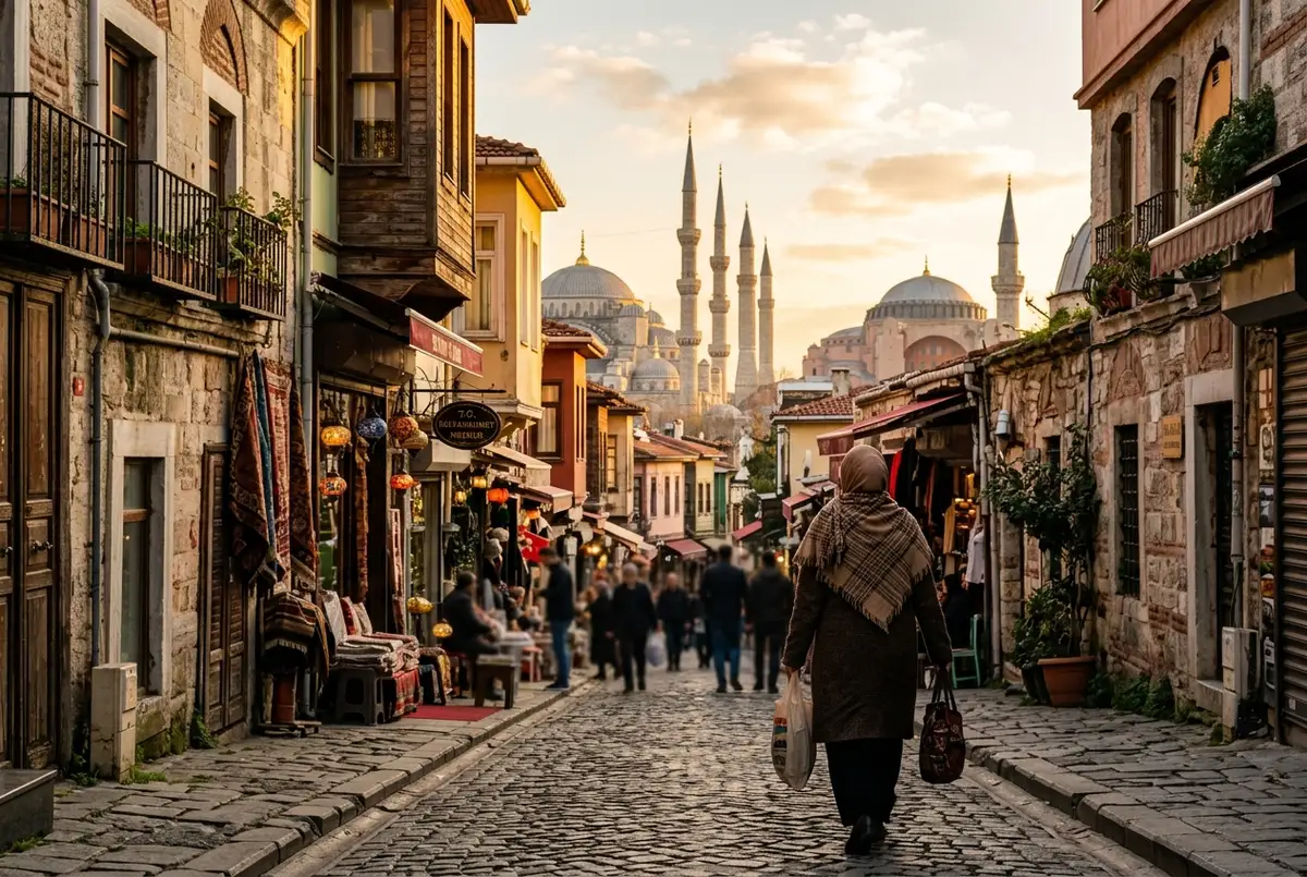 Türkiye'nin kuzeydoğusundaki karanlık bir dağ manzarasında gece gökyüzüne bakan bir gezgin, ufukta belli belirsiz kızıl bir parıltı ile kuzey ışıkları türkiye de nerede görülür sorusunu görselleştiren sahne